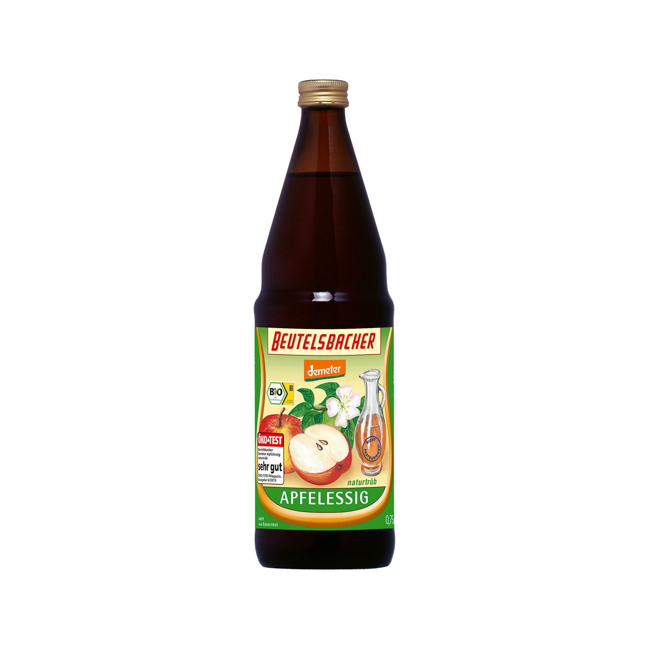 Beutelsbacher Apfelessig, naturtrüb, Rohkostqualität, Demeter 750 ml.