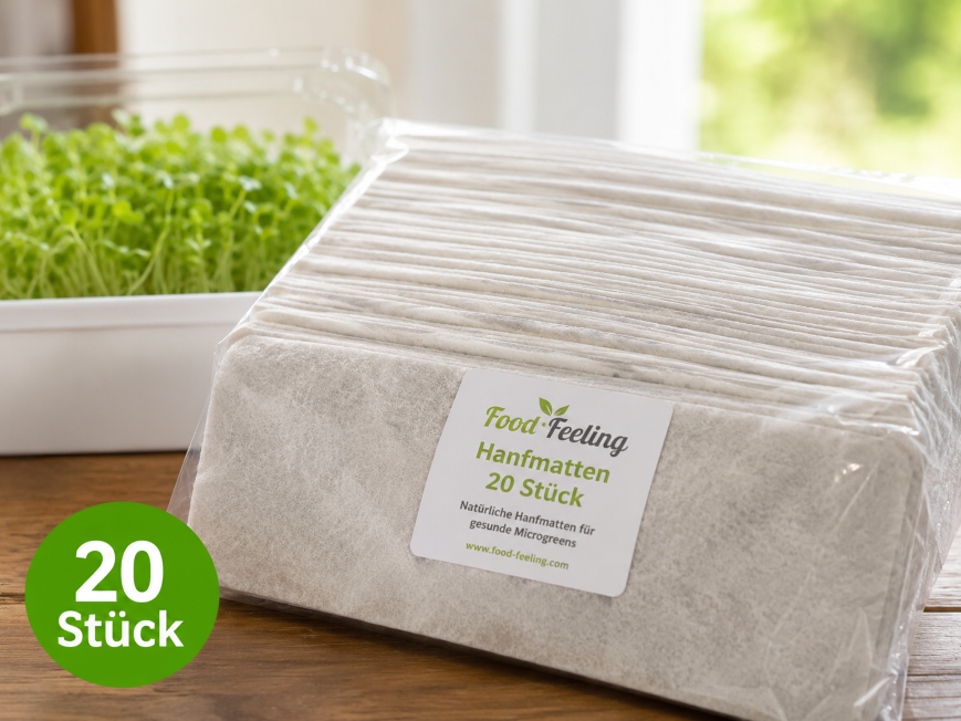 Food Feeling Hanfmatten 20 Stück 11.5 x 7.5 cm - für Heimgart Microgreen Schalen