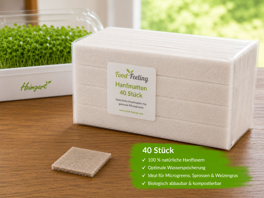 Food Feeling Hanfmatten 40 Stück 11.5 x 7.5 cm - für Heimgart Microgreen Schalen