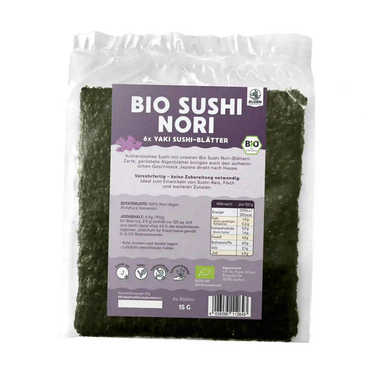 Sushi Nori Blätter Bio 6 Stück 15 gr.