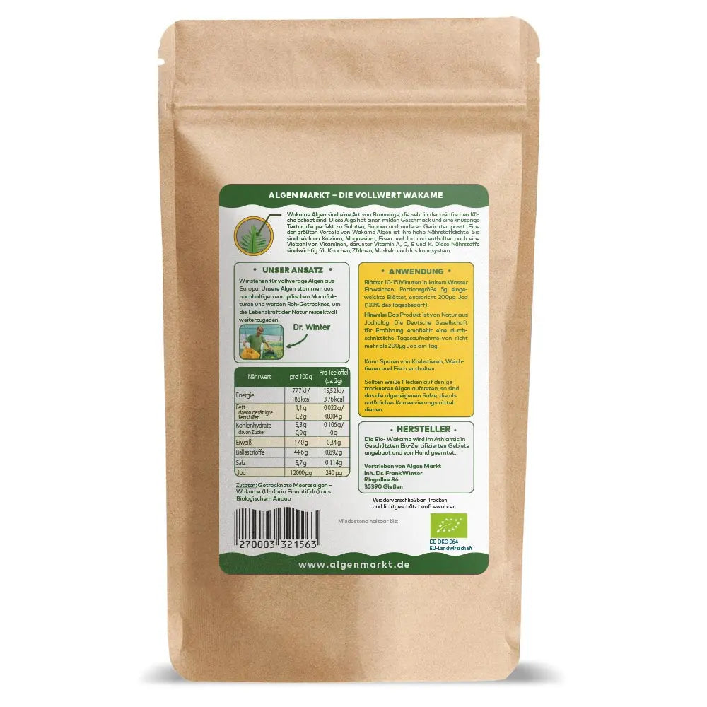 Wakame Algen Bio – zarte Braunalge aus dem Meer 80 gr.